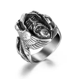 Titanium Steel Retro Men's Rings with Personalized Elderly Figure Design