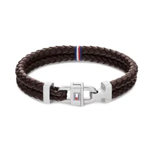 Tommy Hilfiger Jewellery Stainless Steel & Brown Leather Men's Bracelet - 2790363