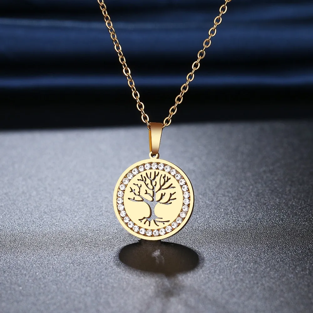 Tree Life Crystal Rhinestone Necklaces