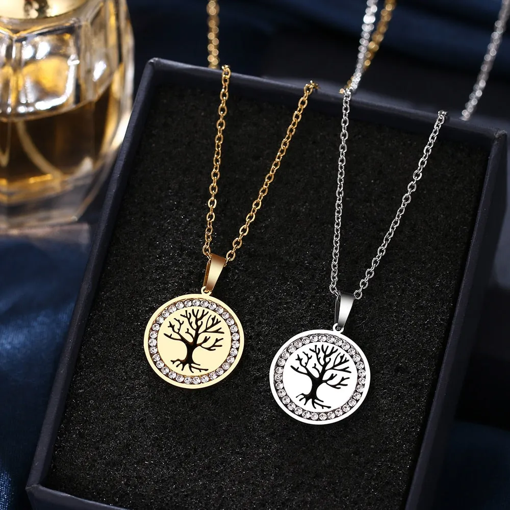 Tree Life Crystal Rhinestone Necklaces