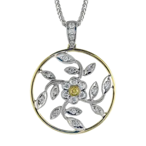 Trellis Floral Pendant in 18k Gold with Diamonds