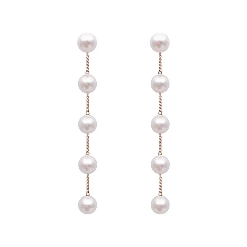 Trend Simulation Pearl Long Earrings Female Moon Star Flower Rhinestone Wedding Pendant Earrings Fashion Korean Jewelry Earrings