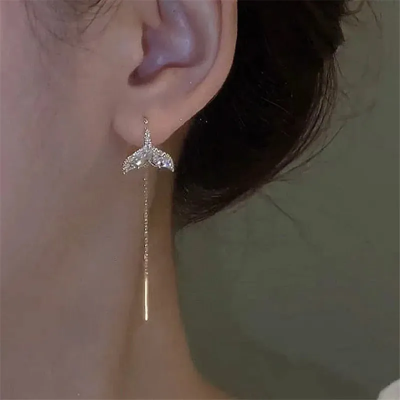 Trend Simulation Pearl Long Earrings Female Moon Star Flower Rhinestone Wedding Pendant Earrings Fashion Korean Jewelry Earrings