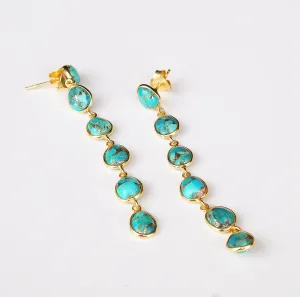 Turquoise Earrings 925 Sterling Silver Gold Vermeil Natural Gemstone Dangle Earring