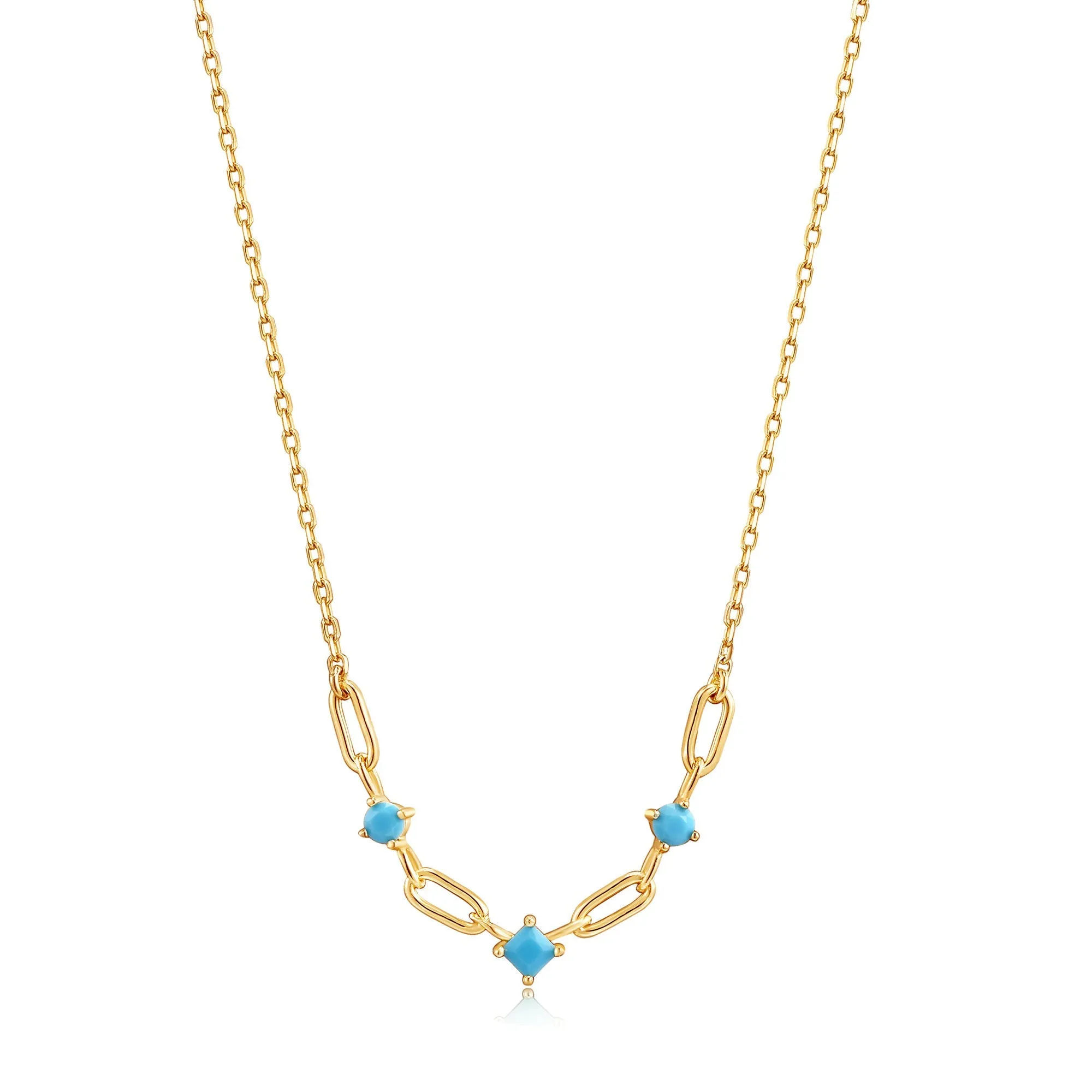 Turquoise Gold Link Necklace