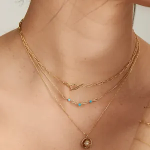 Turquoise Gold Link Necklace