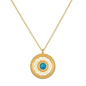 Turquoise Mandala Necklace 18"