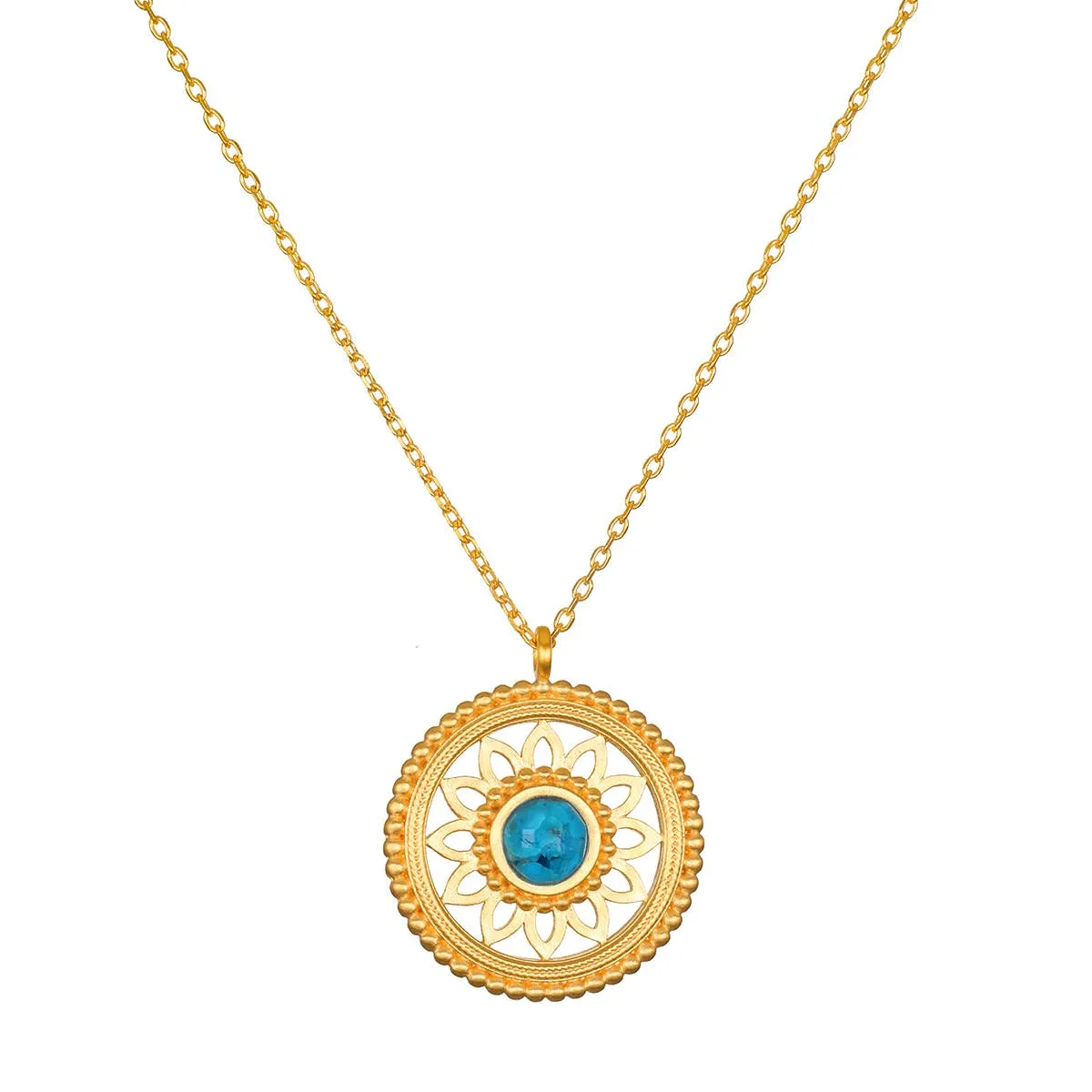 Turquoise Mandala Necklace 18"