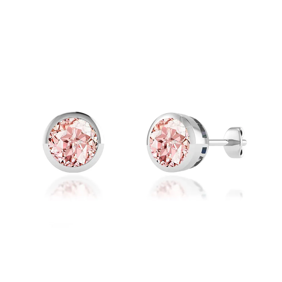 TYME - Bezel Edge Champagne Sapphire Earrings Platinum