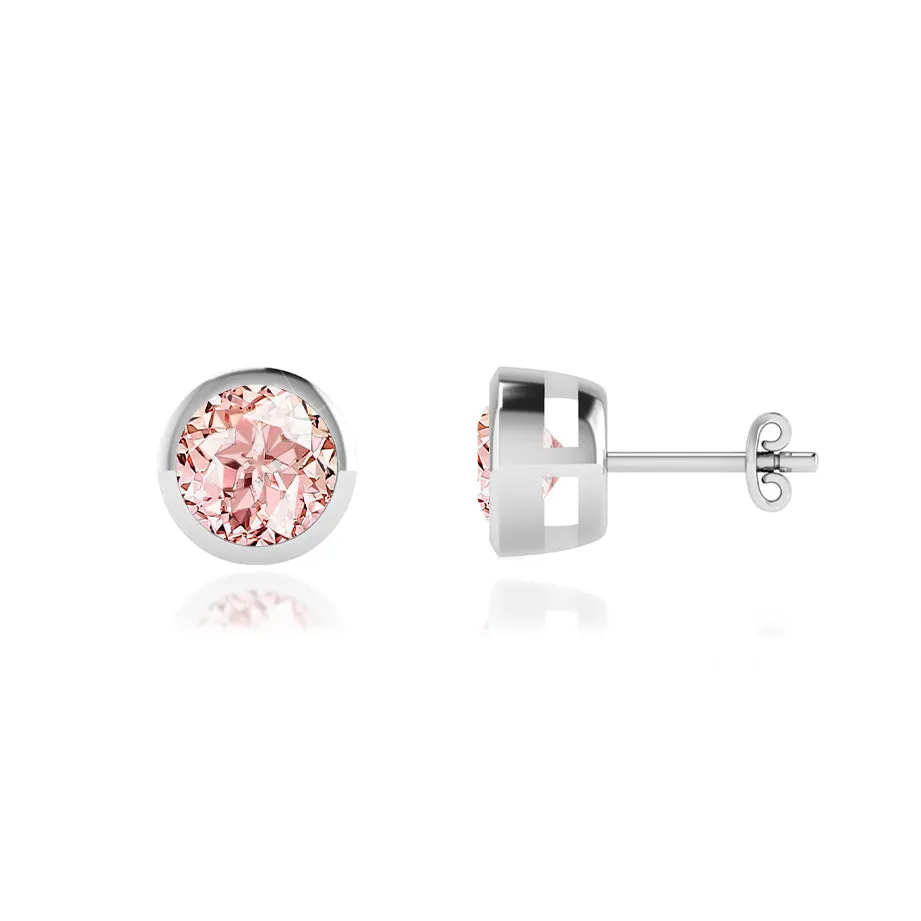 TYME - Bezel Edge Champagne Sapphire Earrings Platinum