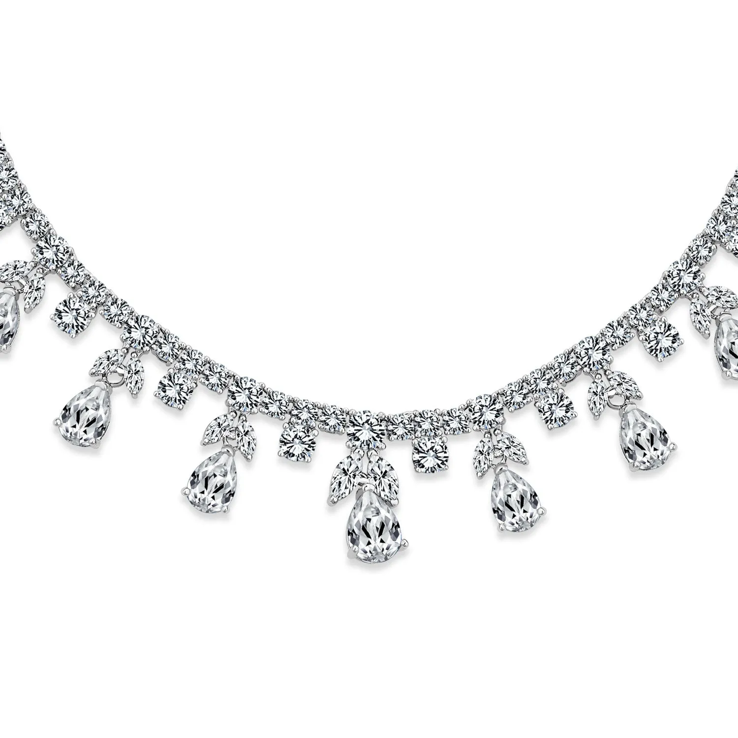 Vintage Style Chain Necklace with Teardrop Cubic Zirconia for Bridal Party