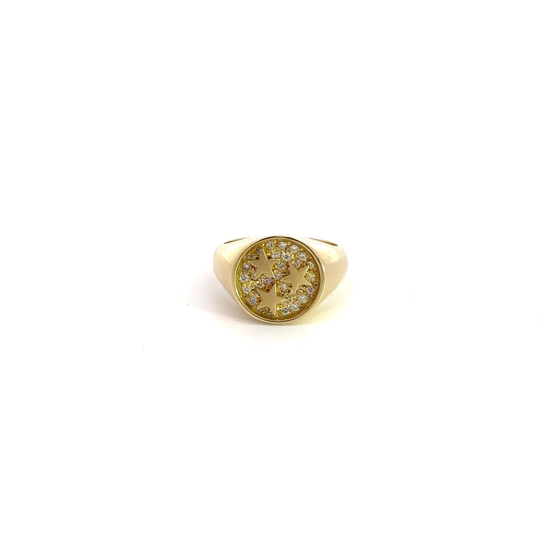 WD1040 14Kt 3 Star Signet Ring