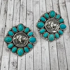 Where The Turquoise Buffalo Roams Earrings