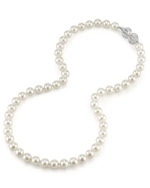 White Japanese Akoya Pearl Necklace, 7.5-8.0mm - AA  Quality