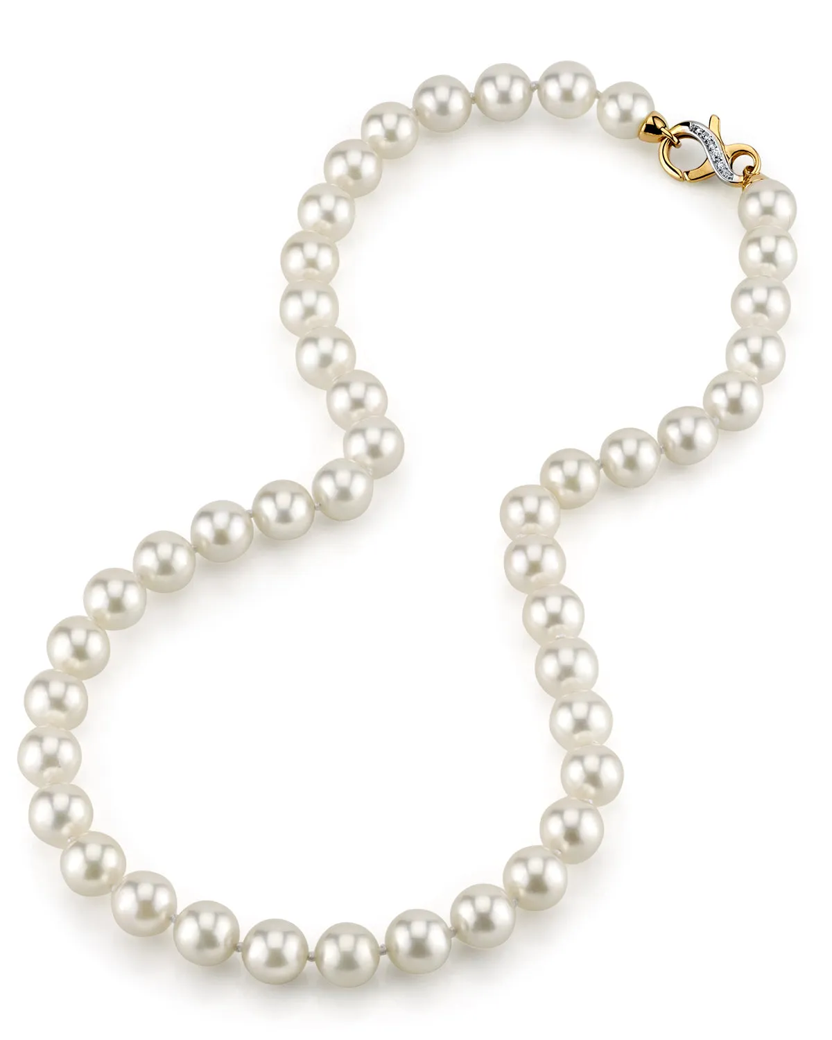 White Japanese Akoya Pearl Necklace, 9.0-9.5mm - AA  Quality