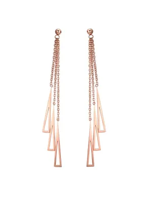 Yellow Chimes Long Earrings for Women Western Rose Gold Plated Stainless Steel Geometric Long Chain Danglers Earrings For Women and Girls