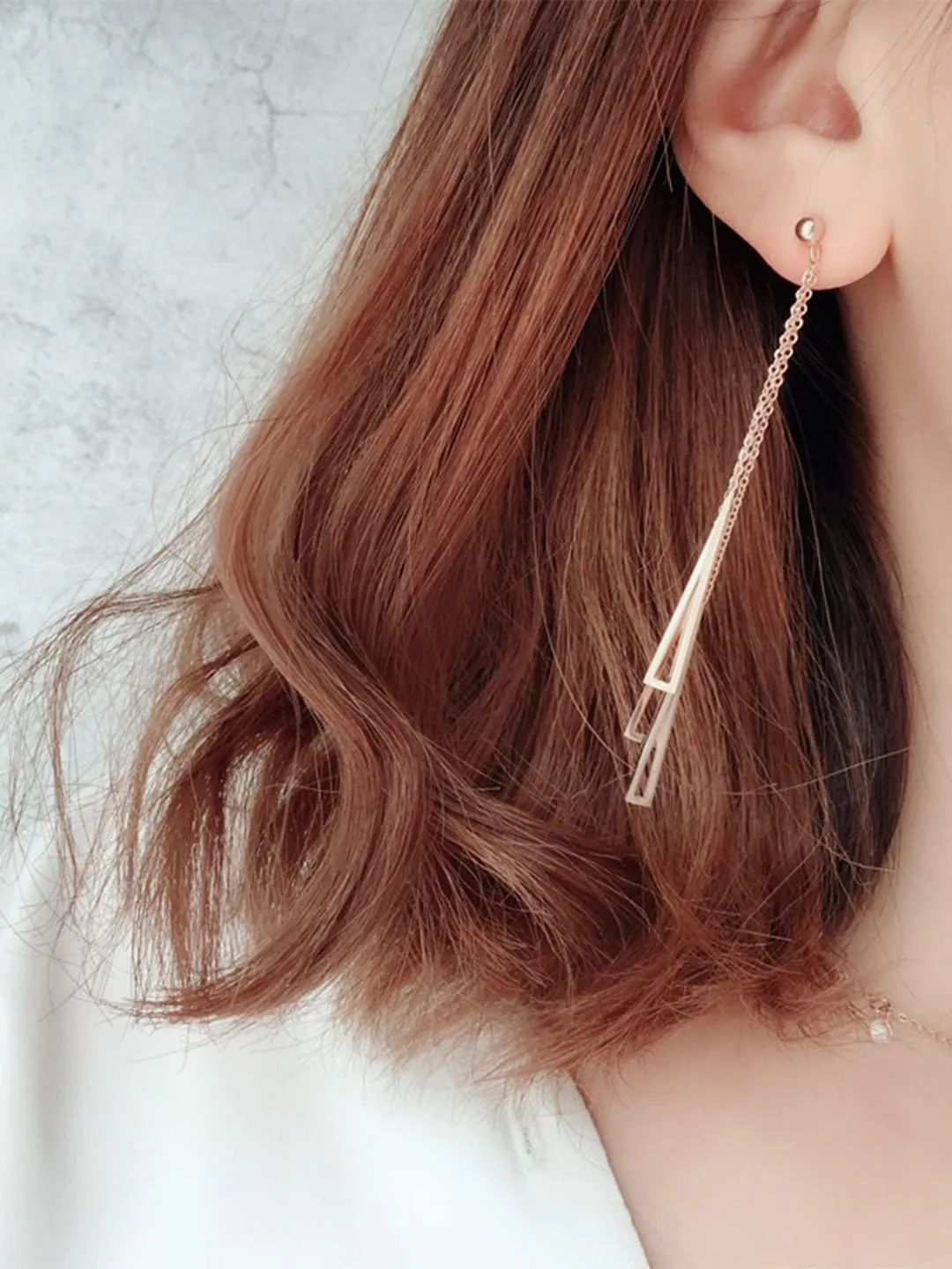 Yellow Chimes Long Earrings for Women Western Rose Gold Plated Stainless Steel Geometric Long Chain Danglers Earrings For Women and Girls