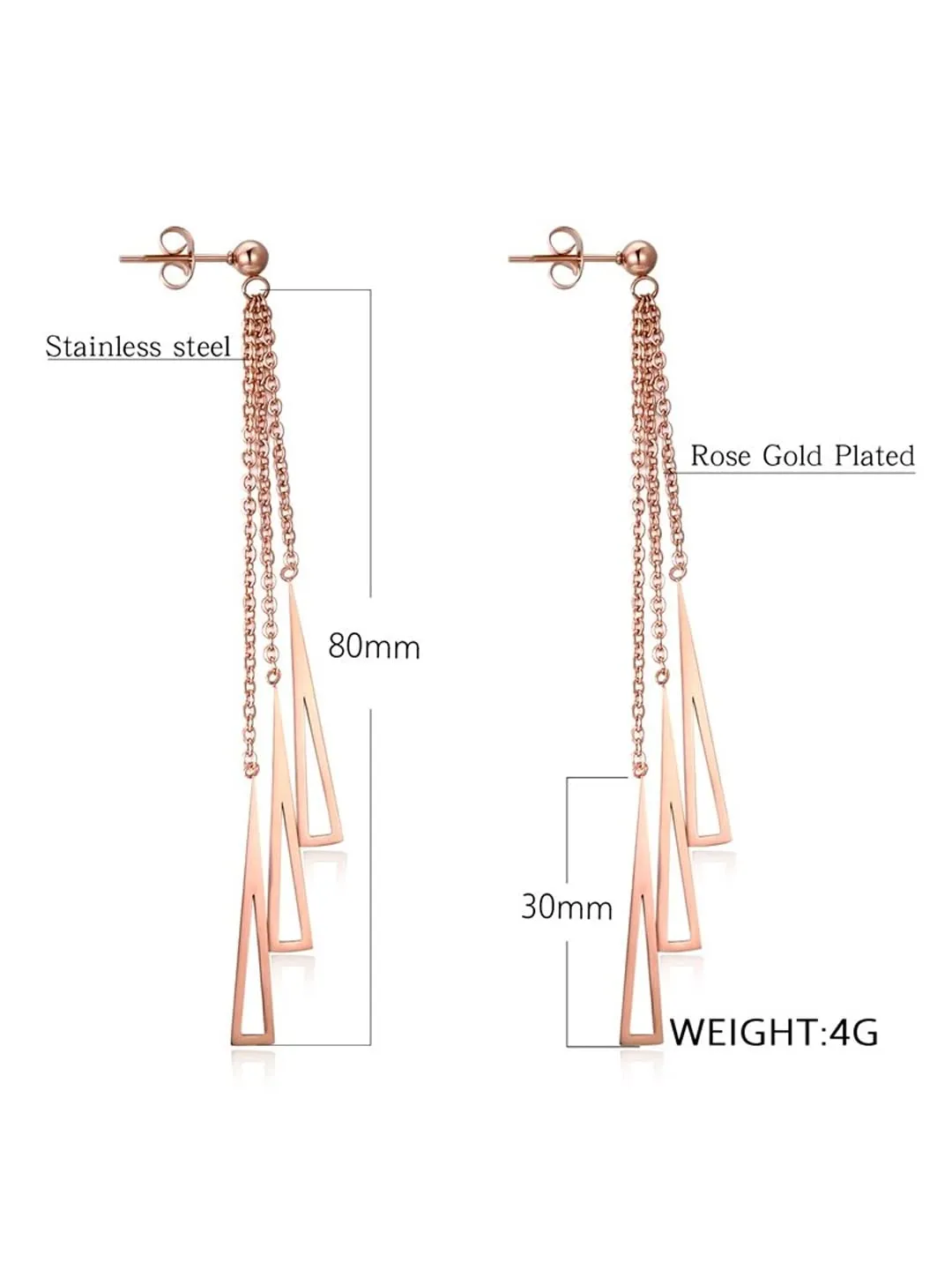 Yellow Chimes Long Earrings for Women Western Rose Gold Plated Stainless Steel Geometric Long Chain Danglers Earrings For Women and Girls