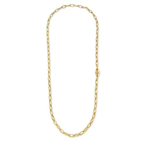 Yellow Gold Reflections Link Necklace with White Diamonds